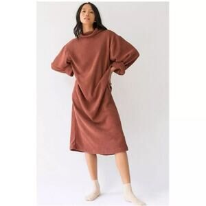 Free People Beach Blanca Maxi Sweater Dress Chenille Mock Rust Brown - NWT